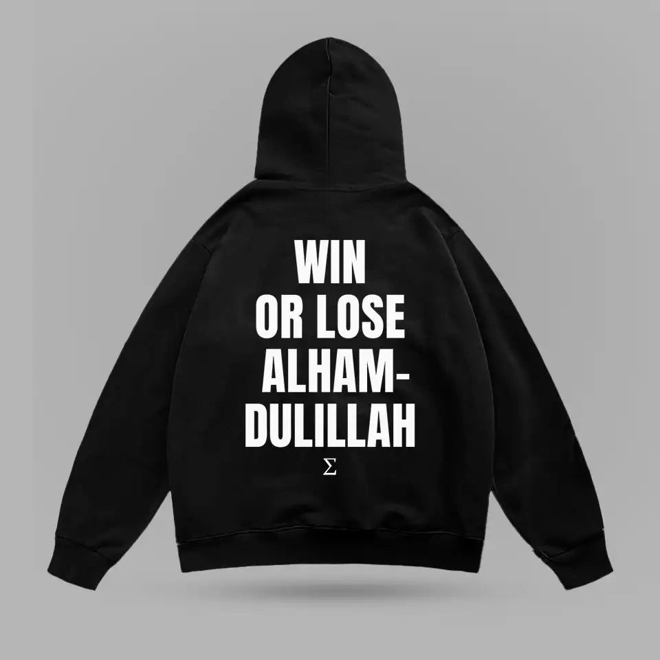 Win Or Lose Alhamdulillah Oversize Hoodie – ön görünüm