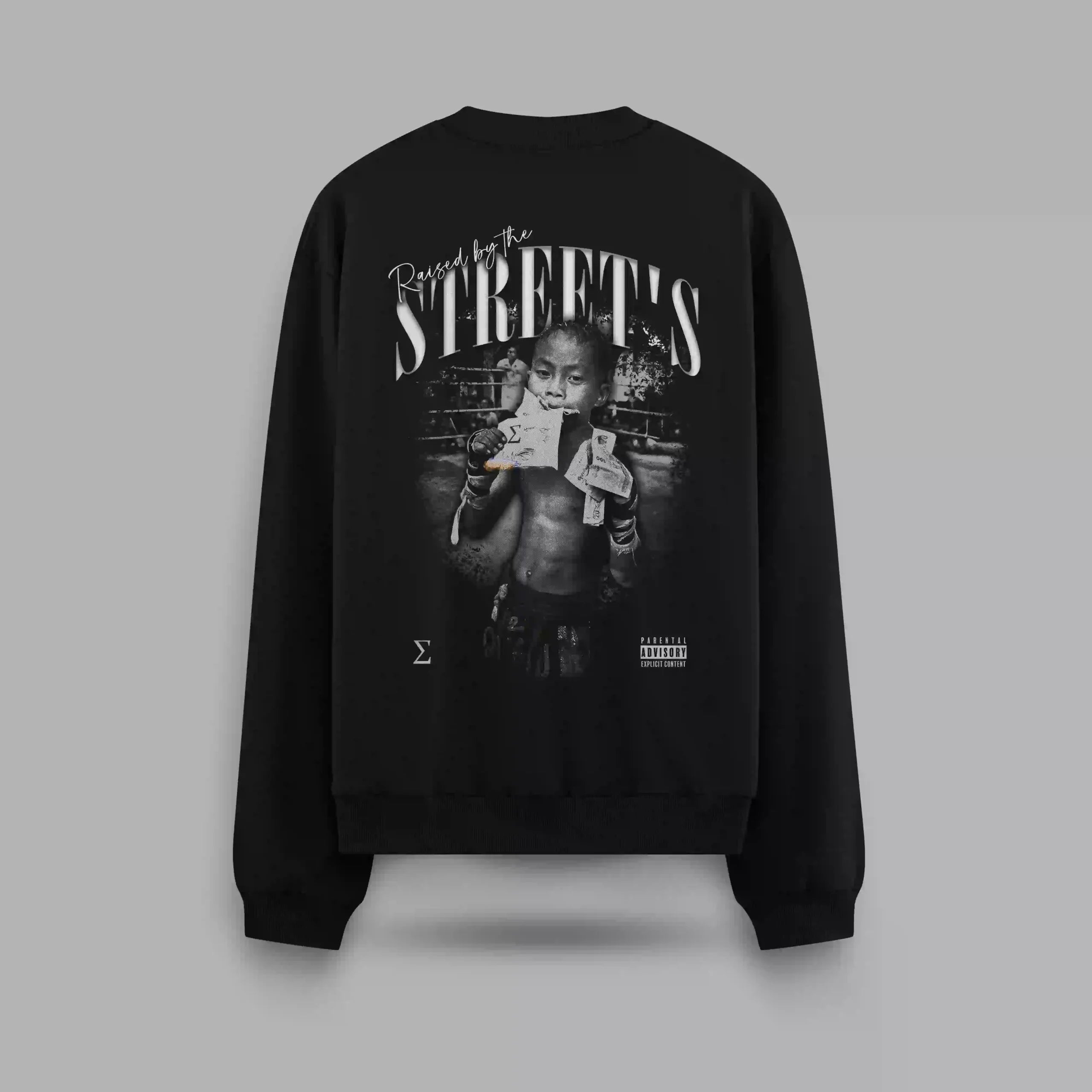 Raised By Streets Muay Thai Kid Oversize Sweatshirt – arka görünüm
