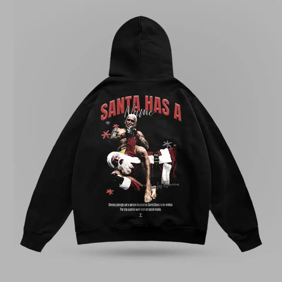 Charles Oliveira Armbar To Santa Oversize Hoodie – arka görünüm