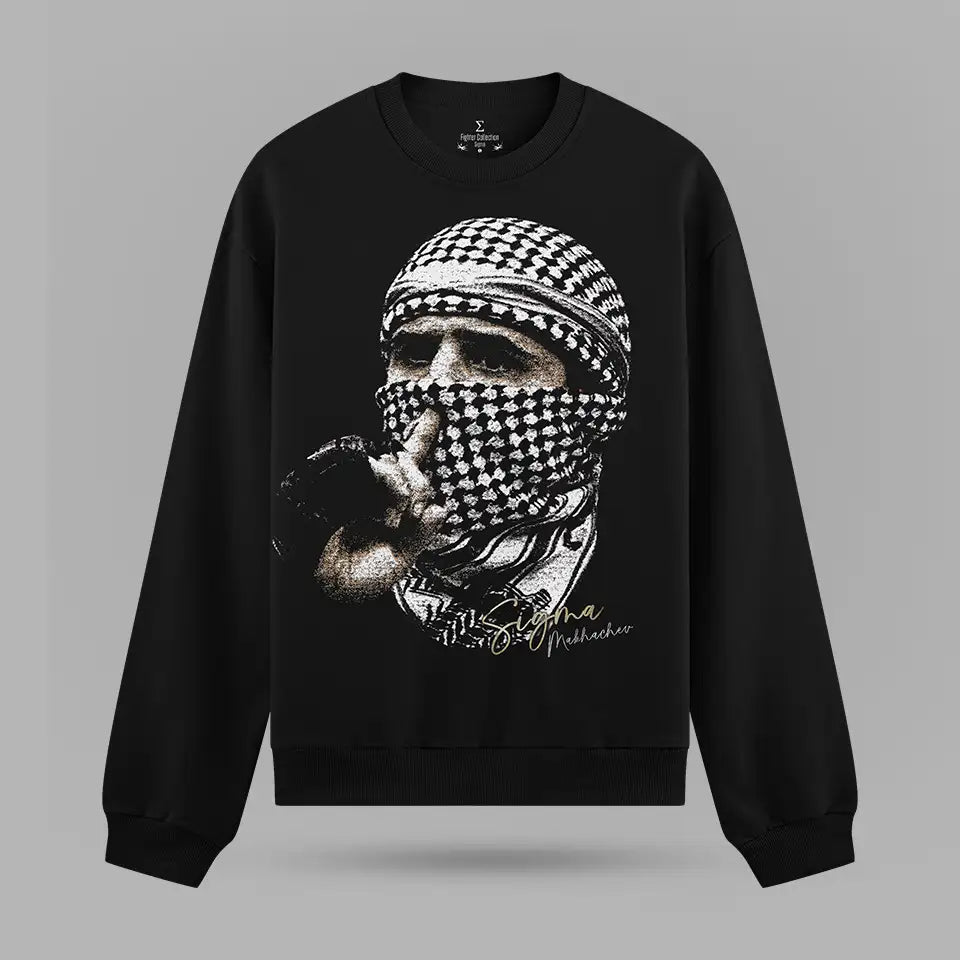 Islam Makhachev Head Mask Oversize Sweatshirt – ön görünüm