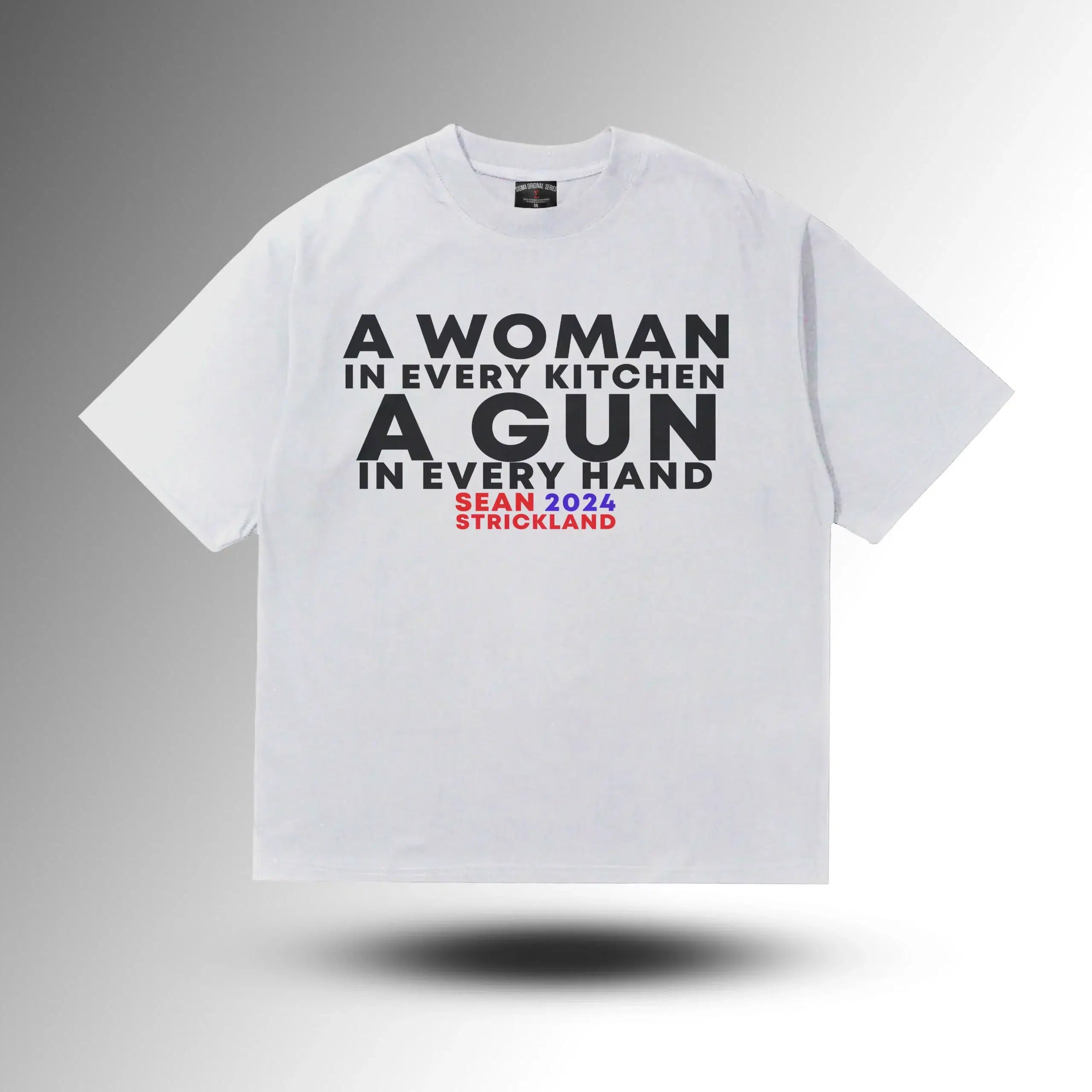 Sean Strickland A Woman In Every Kitchen A Gun In Every Hand Oversize T-shirt – ön görünüm