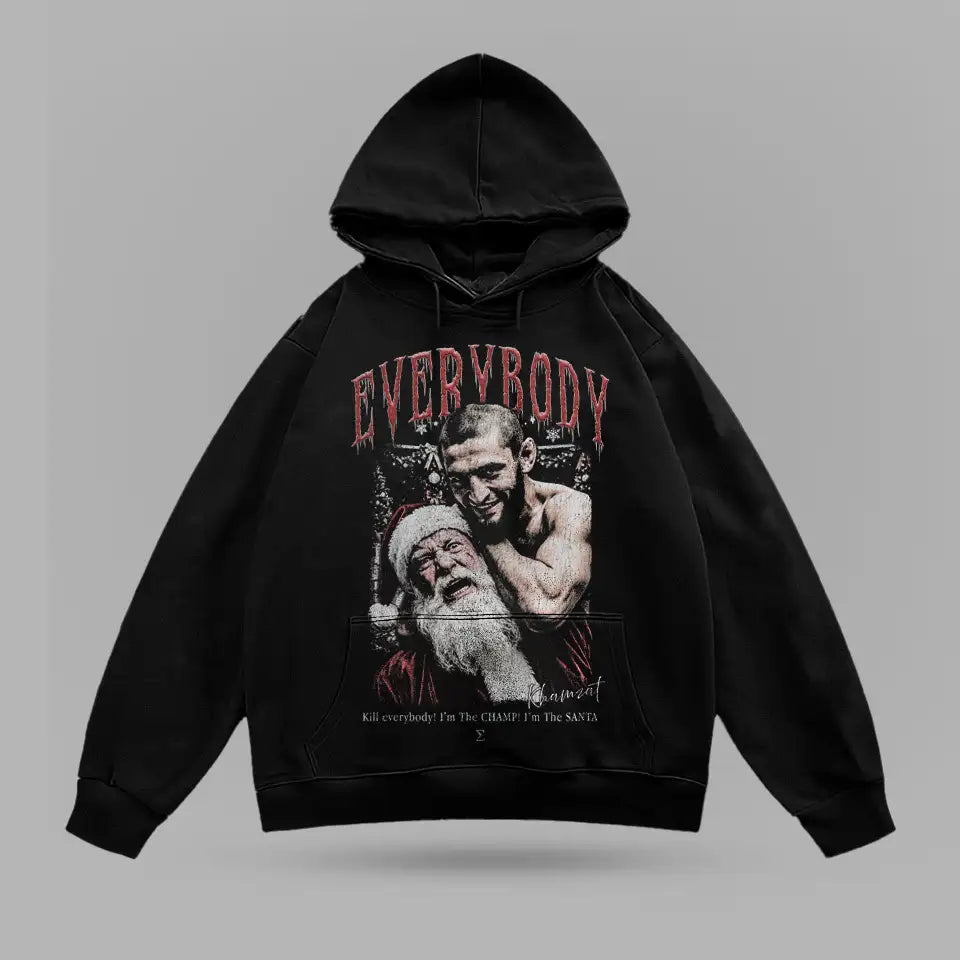 Khamzat Chimaev Choking Santa Oversize Hoodie – ön görünüm