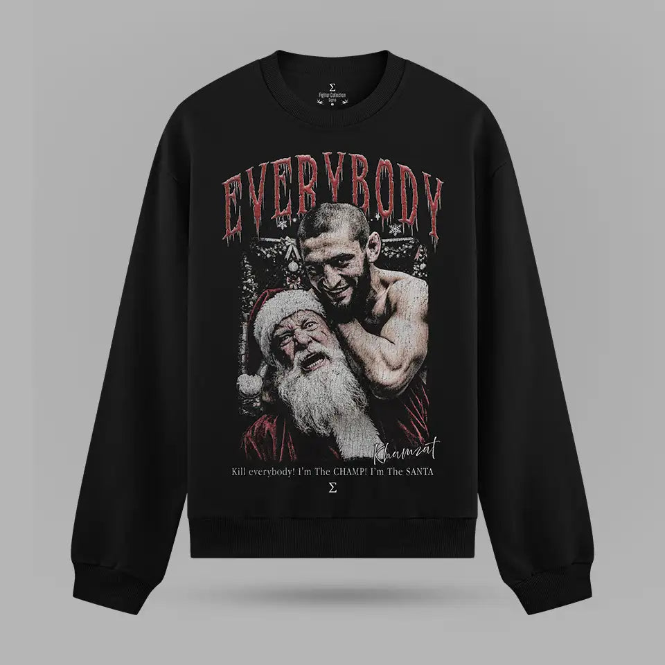 Khamzat Chimaev Choking Santa Oversize Sweatshirt – ön görünüm