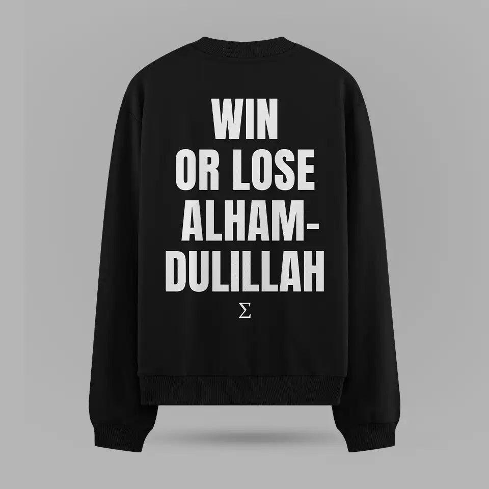 Win Or Lose Alhamdulillah Oversize Sweatshirt – ön görünüm