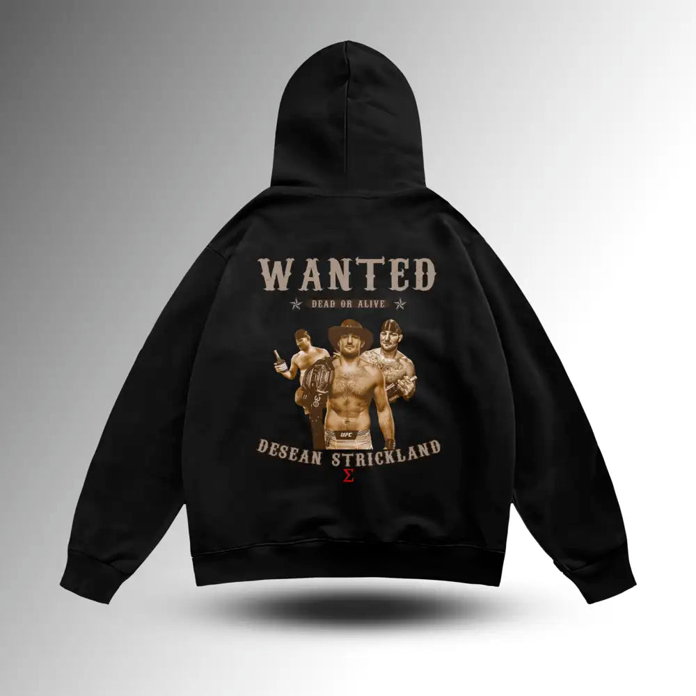 Sean Strickland WANTED Oversize Hoodie – arka görünüm